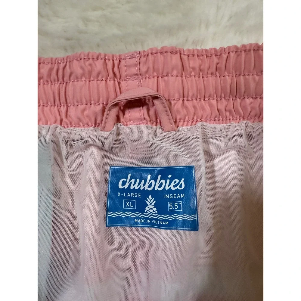 Chubbies Swim Trunks XL Pink Turquoise Stripe Beach Shorts Beach Resortwear